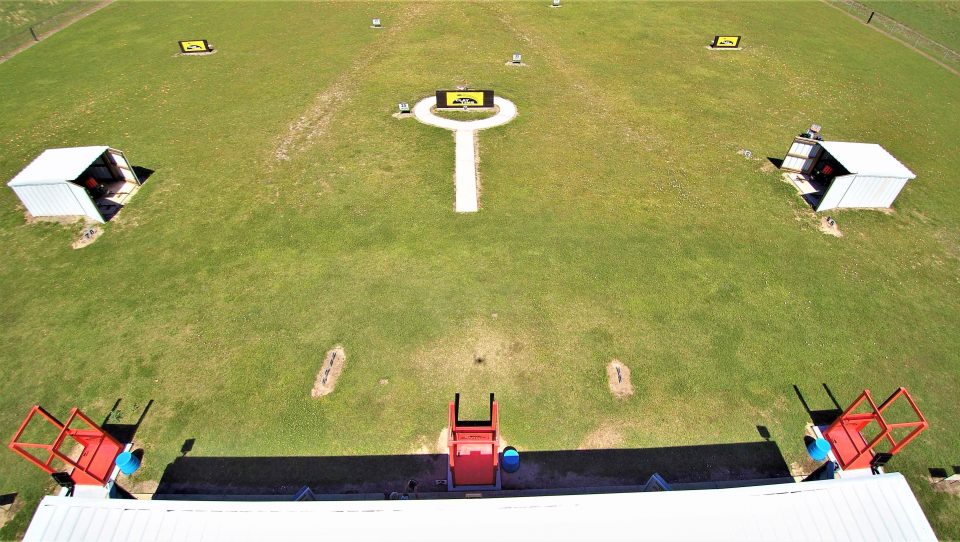Aerial view of shooting pavilion and 3 stand range